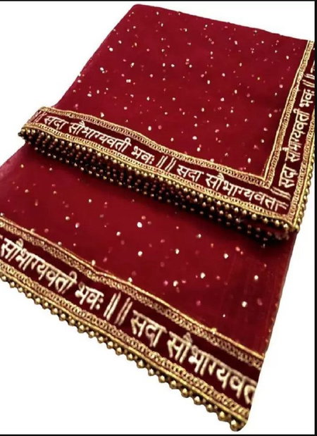 Tew Sitar Net With Embroidery Sequence Work Sada Subhagyavati Bridal Dupatta Exporters In India